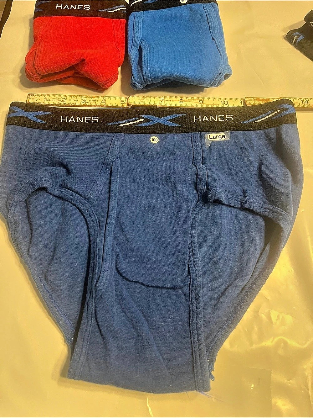 .100. Hanes X-Temp Men's Briefs Blue Briefs Large